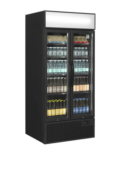 Sort 2-dørs displaykøler med lystop - 707 liter - FSC890H BLACK