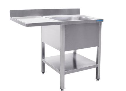 Bord med 1 vask - højre - 700 x 1200 mm