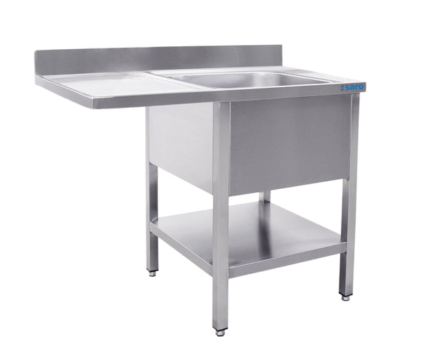 Bord med 1 vask - højre - 700 x 1400 mm
