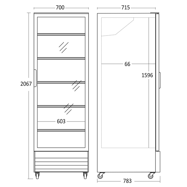 Displaykøleskab - 1 låge - 592 liter - sort - SD 726 BE