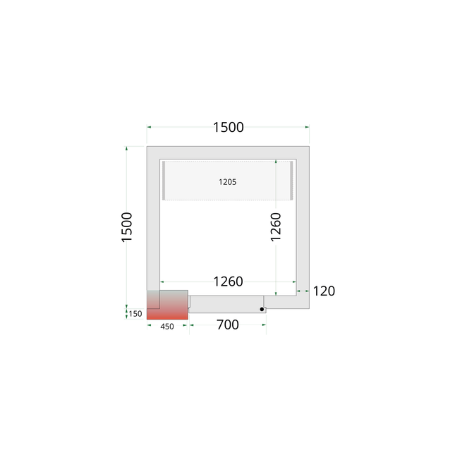 Kølerum 120 mm - CR 150x150x220