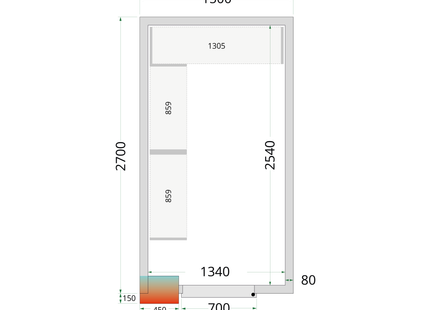 Kølerum 80 mm - CR 150x270x212 NF