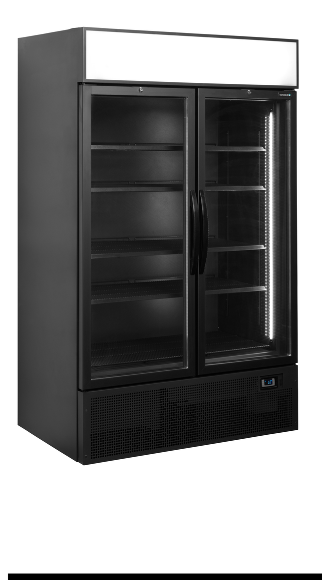 Sort 2-dørs displaykøler med baldakin - FSC1200H SORT