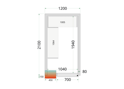 Kølerum 80 mm - CR 120x210x212 NF
