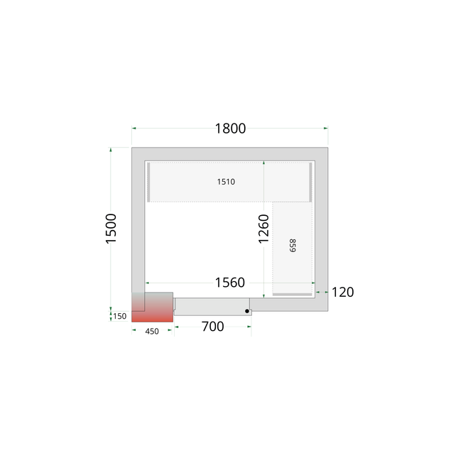 Kølerum 120 mm - CR 180x150x220
