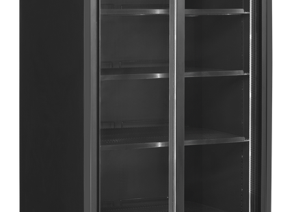 Sort 2-dørs displaykøler med baldakin - FSC891S Sort