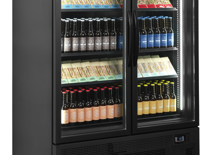 Sort 2-dørs displaykøler med baldakin - FSC1200H SORT