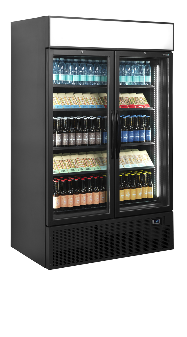 Sort 2-dørs displaykøler med baldakin - FSC1200H SORT