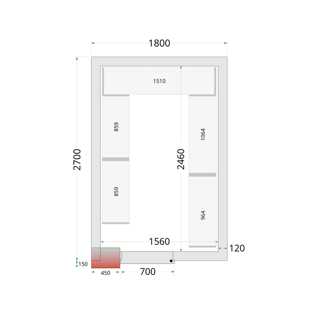 Kølerum 120 mm - CR 180x270x220