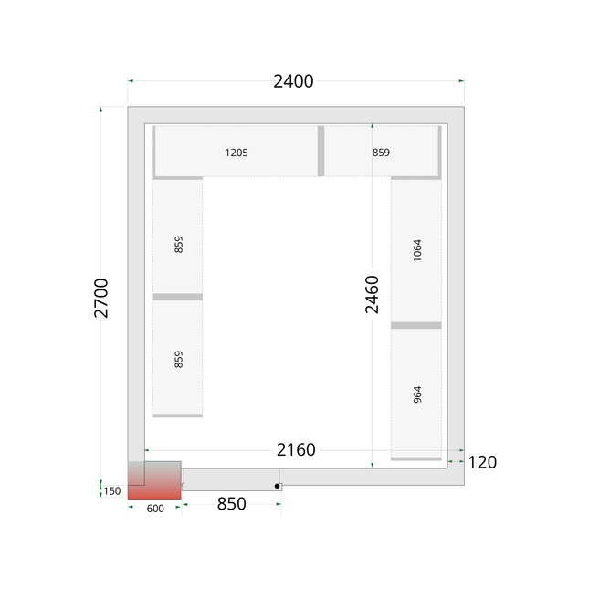 Kølerum 120 mm - CR 240x270x220 WD
