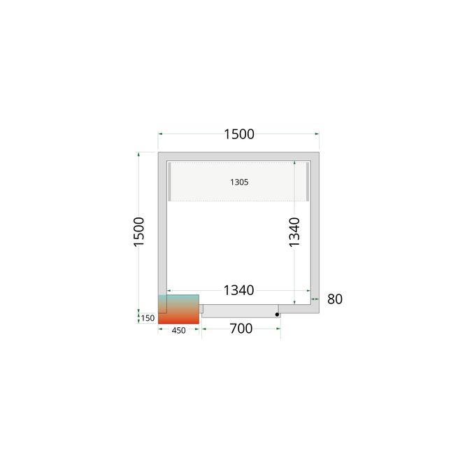 Kølerum 80 mm - CR 150x150x220