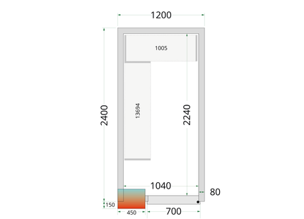 Kølerum 80 mm - CR 120x240x212 NF