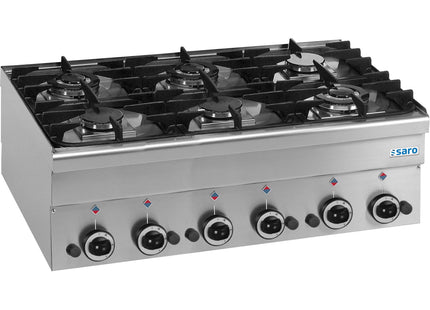 Gaskomfur, 6 blus, 600 Line bordplade
model G6S6