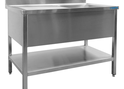 Bord med vask - 1 kar - højre - 600 x 1400 mm