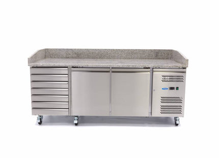 Pizzabord - 202 cm - 2 døre - 7 skuffer