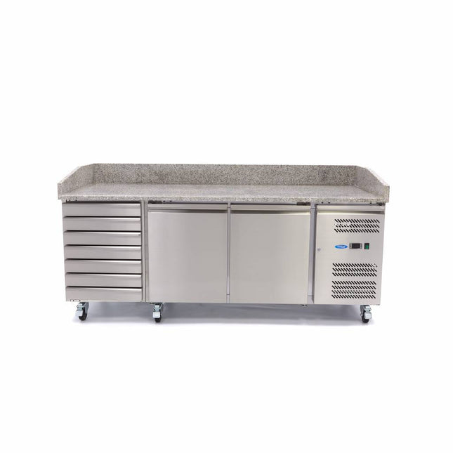 Pizzabord - 202 cm - 2 døre - 7 skuffer