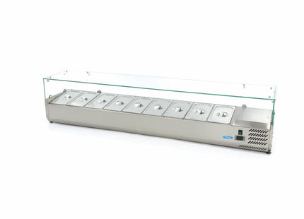 Bordplade Prep Køleskab - 200cm - Passer til 9 x 1/3 GN
