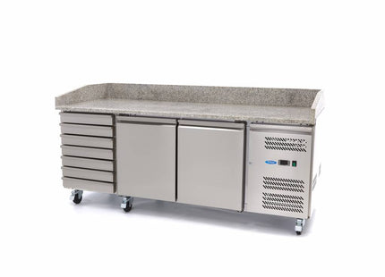 Pizzabord - 202 cm - 2 døre - 7 skuffer