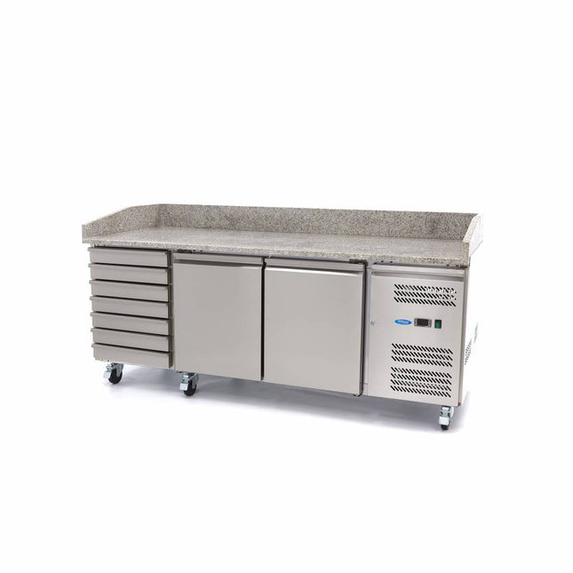 Pizzabord - 202 cm - 2 døre - 7 skuffer