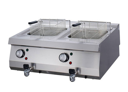 Heavy Duty friture - 2 x 12L - Dobbelt enhed - 70 cm dyb - med afløbshane - Elektrisk
