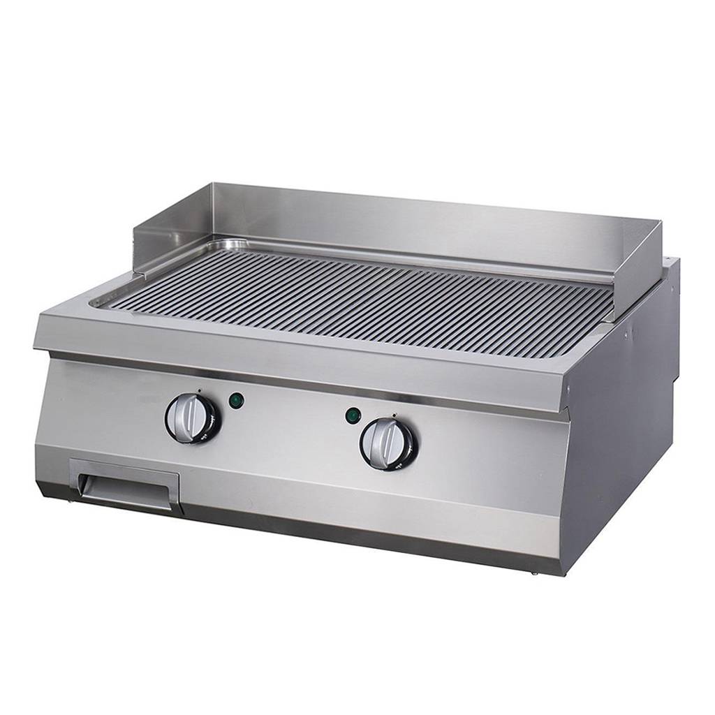 Kraftig stegeplade - Rillet krom - Dobbelt enhed - 70 cm dyb - Elektrisk