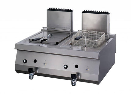Heavy Duty friture - 2 x 12L - Dobbelt enhed - 70 cm dyb - med afløbshane - Gas