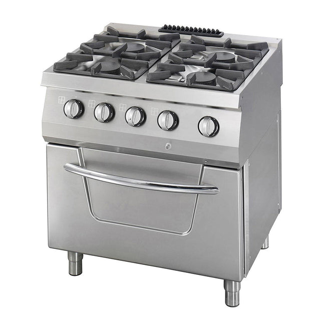 Kraftig Komfur - 4 Blus - Dobbelt Enhed - 70 cm Dyb - 37 kW - Gas inkl Ovn