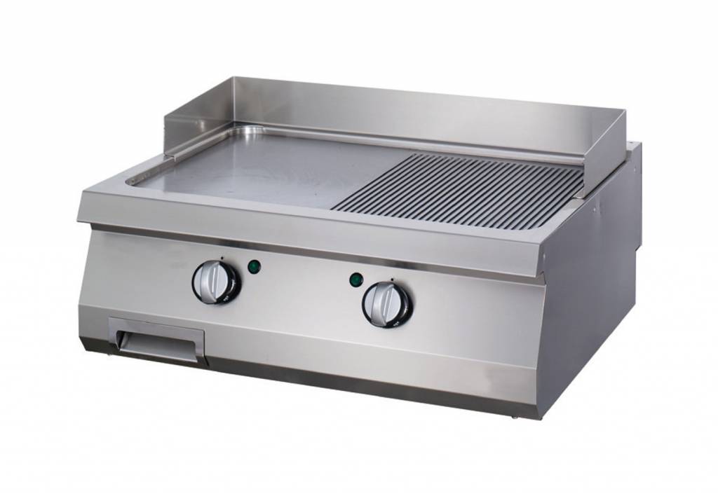 Kraftig stegeplade - Halvt rillet krom - Dobbelt enhed - 70 cm dyb - Gas