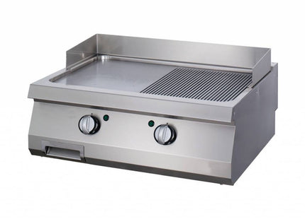 Heavy Duty bageplade - Halvrillet krom - Dobbelt enhed - 70 cm dyb - Gas
