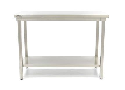 Rustfrit stål bord - 100 x 60 cm - Justerbar højde - med opbevaring Hylde