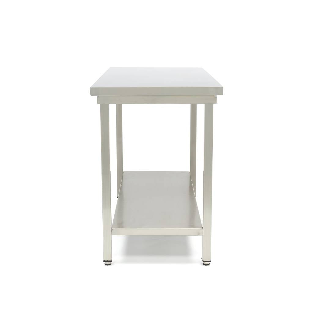 Bord i rustfrit stål - 200 x 60 cm - Justerbar højde - med opbevaringshylde