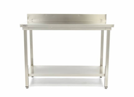 Rustfrit stål bord - 120 x 70 cm - Justerbar højde - med bagplade