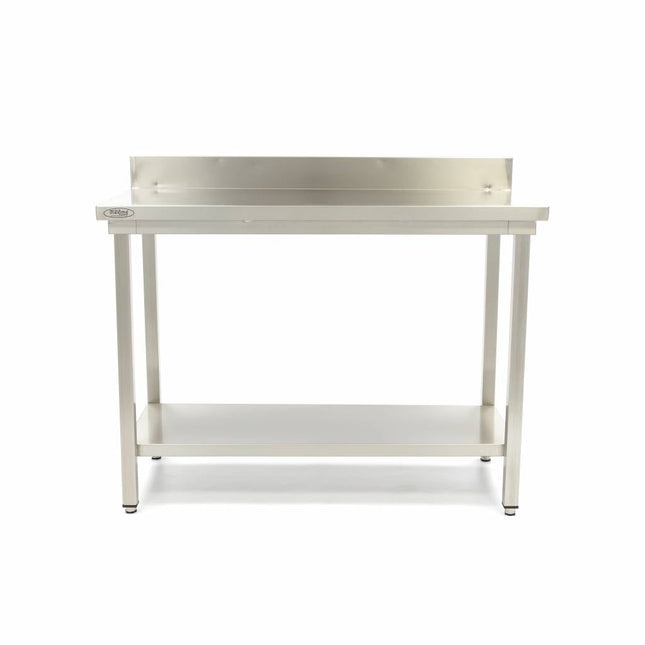 Rustfrit stål bord - 140 x 70 cm - Justerbar Højde - med Backsplash