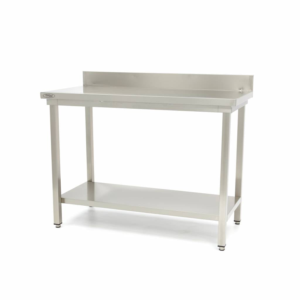 Stainless Steel Table - 200 x 70cm - Adjustable Height - with Backsplash