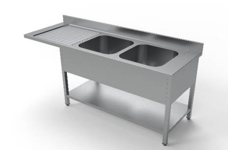Opvaskebord - 2 vaske højre - 180 x 70 cm