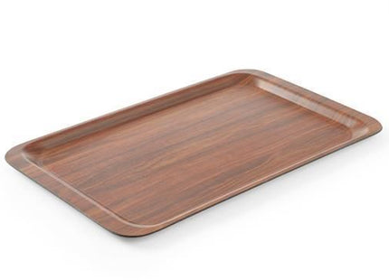 Serveringsbakke, rektangulær, skridsikker, lamineret, AmerBox, Euronorm, Mahogany, 370x530mm