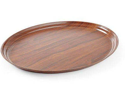 Serveringsbakke, oval, skridsikker, lamineret, AmerBox, Mahogany, 230x160mm