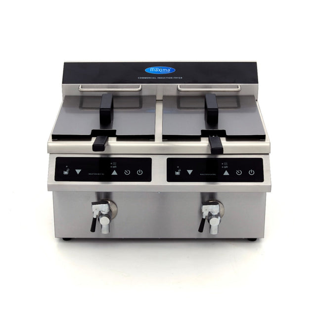 Friture - 2 x 8L - 2 Kurve - med aftapningshane - Induktion