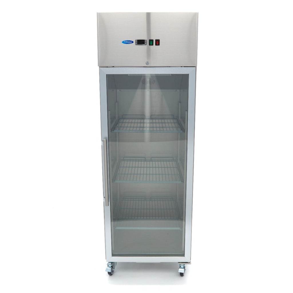 Fryser - 600L - 3 justerbare hylder (2/1GN) - Rustfrit stål - med glasdør