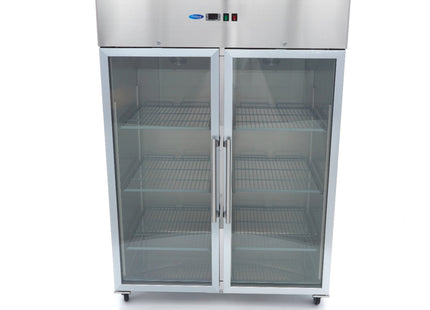 Fryser - 1200L - 6 justerbare hylder (2/1GN) - Rustfrit stål - med glasdør