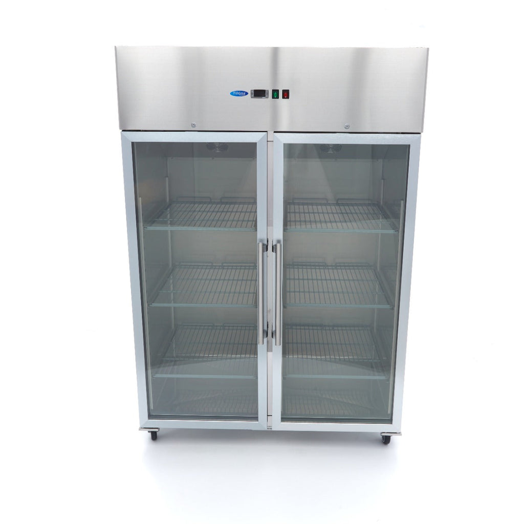 Fryser - 1200L - 6 justerbare hylder (2/1GN) - Rustfrit Stål - med Glaslåge