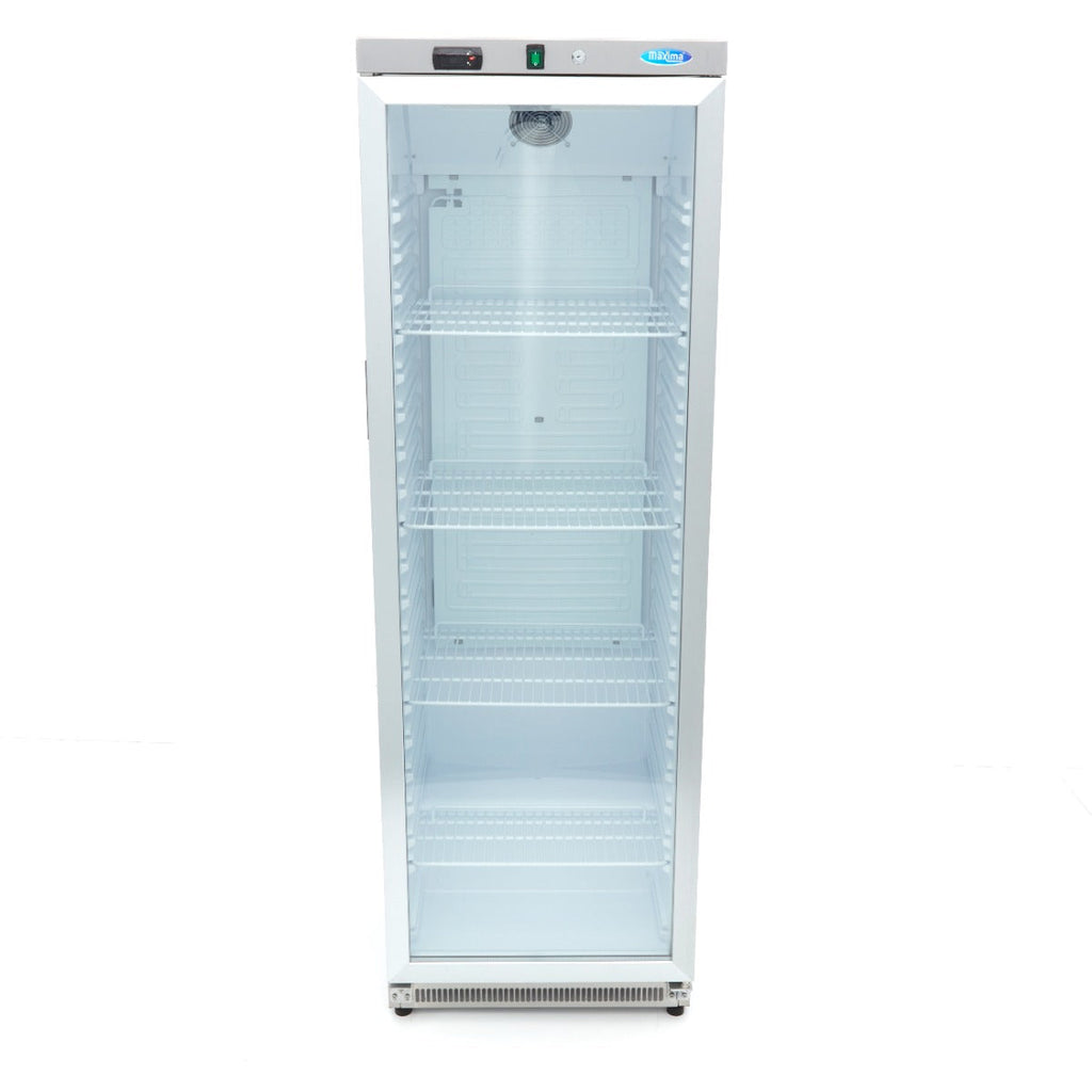 Køleskab - 400L - Rustfrit stål - med glaslåge