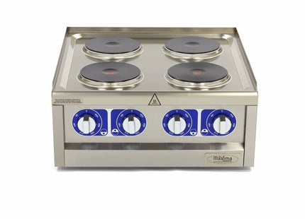 Kommerciel komfur - 4 brændere - Dobbelt enhed - 60 cm dyb - 400V