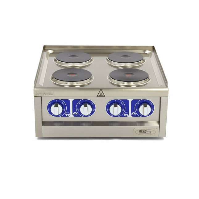 Kommerciel komfur - 4 brændere - Dobbelt enhed - 60 cm dyb - 400V