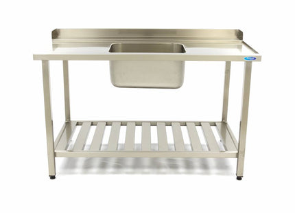 Opvaskemaskine bord - 140 x 75cm - Højre - med vask og Backsplash - inkl. Opbevaring Hylde