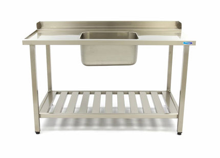 Opvaskemaskine bord - 120 x 75cm - Venstre - med vask og Backsplash - inkl. Opbevaring Hylde