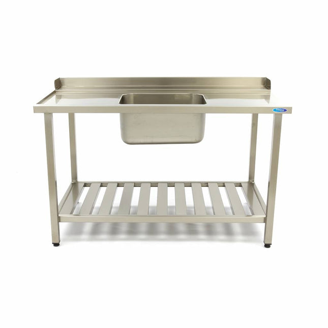 Opvaskemaskine bord - 120 x 75cm - Venstre - med vask og Backsplash - inkl. Opbevaring Hylde