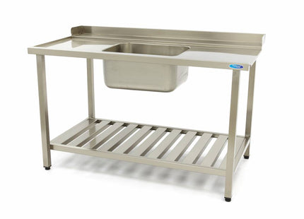Opvaskemaskine bord - 120 x 75cm - Venstre - med vask og Backsplash - inkl. Opbevaring Hylde