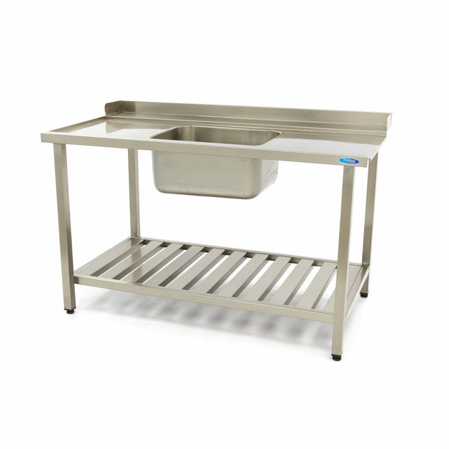 Opvaskemaskine bord - 120 x 75cm - Venstre - med vask og Backsplash - inkl. Opbevaring Hylde