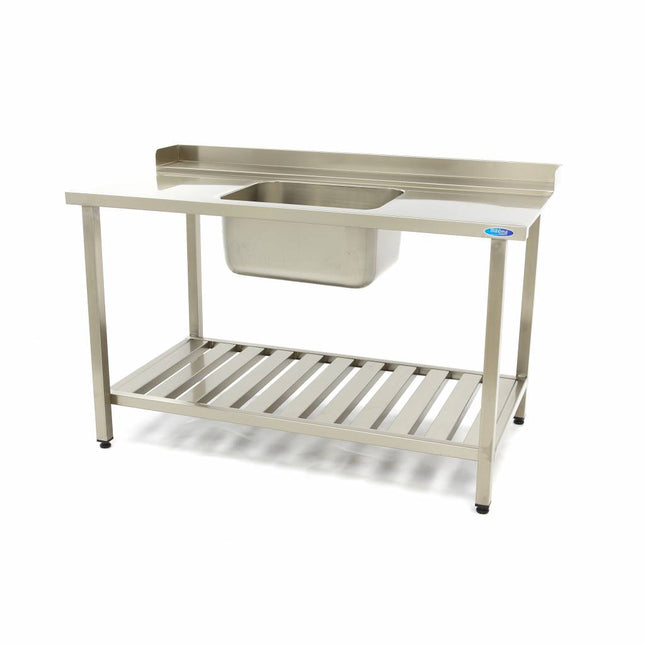 Opvaskemaskine bord - 120 x 75cm - Højre - med vask og Backsplash - inkl. Opbevaring Hylde